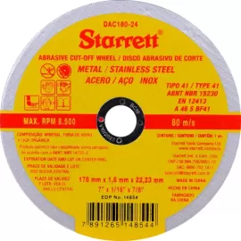 Disco de Corte para Ao Inox de 7" Starrett